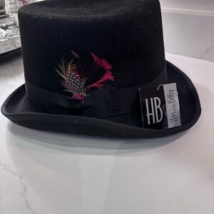 Hats in the Belfry  GORGEOUS Black TopHat with Feather